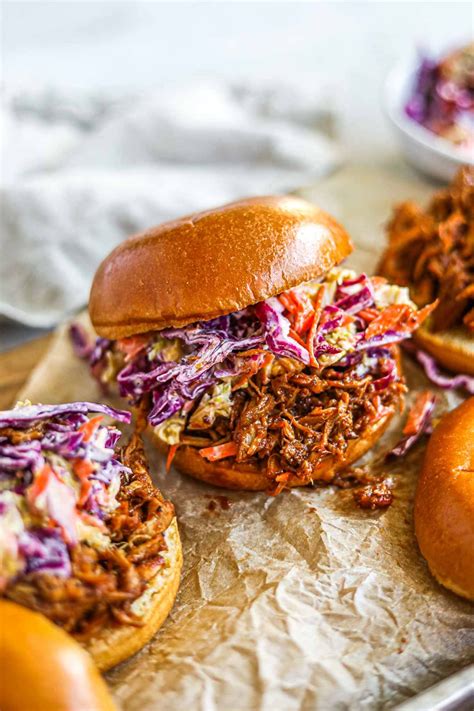 BBQ Pulled Chicken Burgers (Sandwiches and Sliders) • The Heirloom Pantry