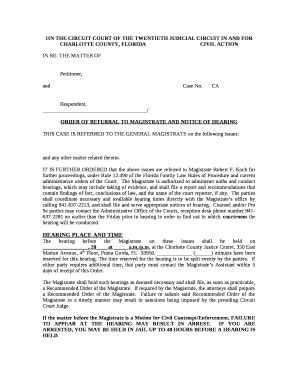 ORDER OF REFERRAL TO MAGISTRATE AND NOTICE OF HEARING Doc Template ...