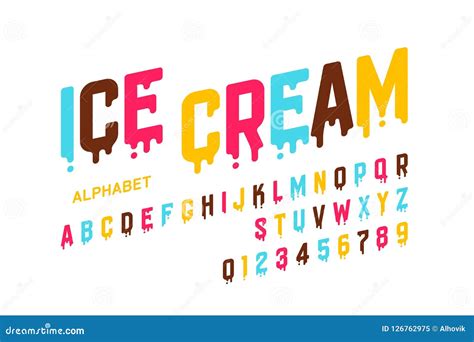 Melting ice cream font stock vector. Illustration of lettering - 126762975
