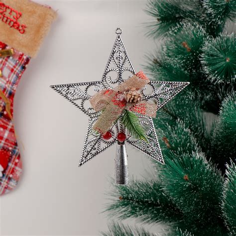 Silver Star Christmas Tree Decor