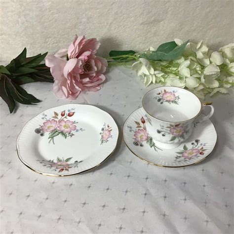 Elizabethan Staffordshire Pink Floral Fine Bone China Cup Saucer and ...