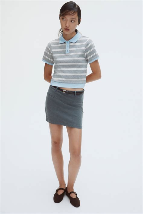 Women's Grey marl/Striped Cotton polo shirt | H&M IN