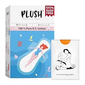 Buy Plush Ultra-Thin Sanitary Pads For Women, 10 XXL Natural Cotton ...