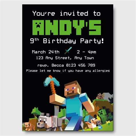 Minecraft Party Invitation