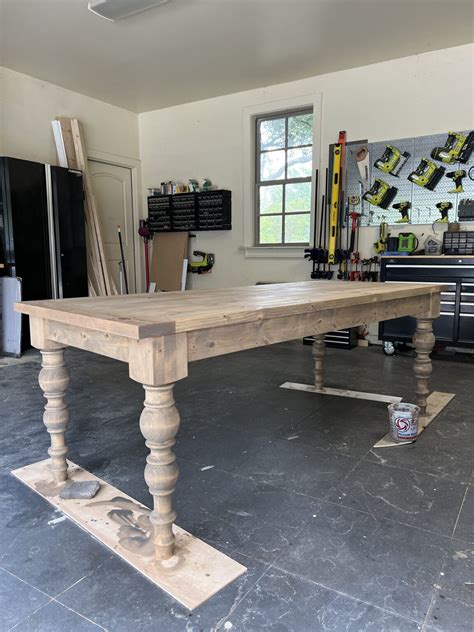 Diy modern farmhouse turned leg dining table – Artofit