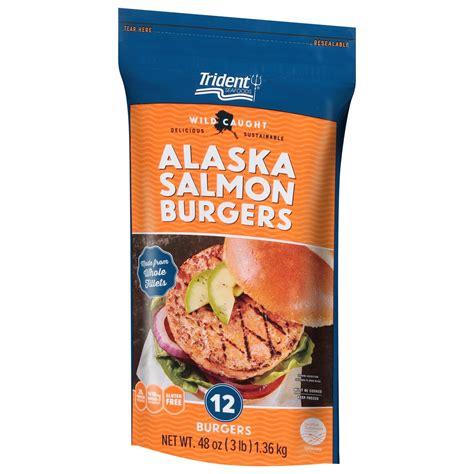 Trident Seafoods Alaskan Salmon Burgers, Frozen Patties 12/3lbs 12 ct ...