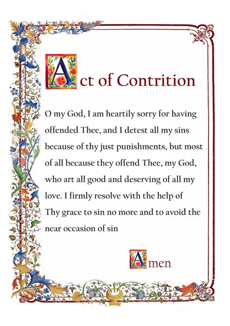 Act of Constriction, Catholic Prayer Card, Printable A4, Wall Art ...