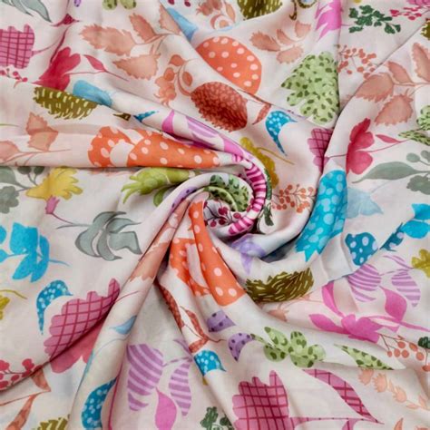 Designer Fruits & Floral Print on Satin Georgette OM SG 11 – omfabs.com