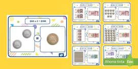 Guía de trabajo- sumas y restas - dinero Colombia - Twinkl