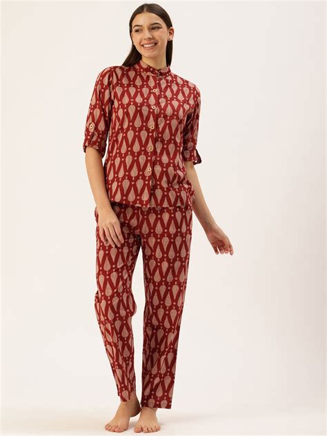 Maroon Floral Night Suit – Clt.s