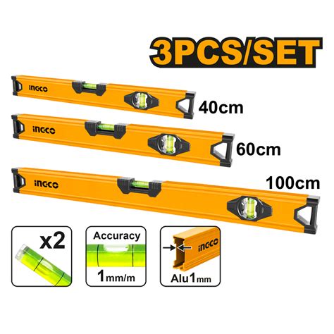 Ingco HSL10403 3-Piece Spirit Level Set - Precise Measurements for Eve ...