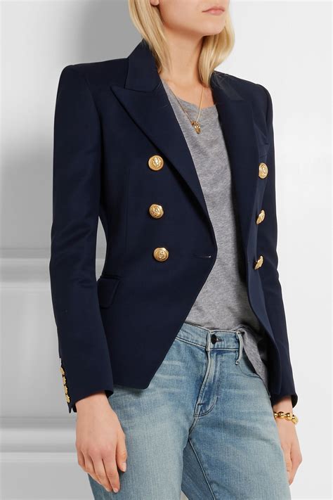 Lyst - Balmain Double-breasted Wool-twill Blazer in Blue