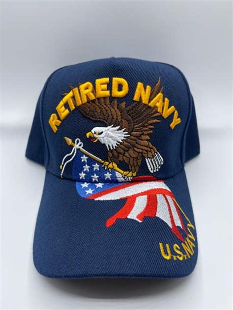 US Navy Retired Eagle And Flag Hat