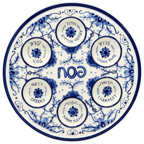 Buy Passover Seder Plate for Pesach Food Ceramic 12" Blue & White Delft ...