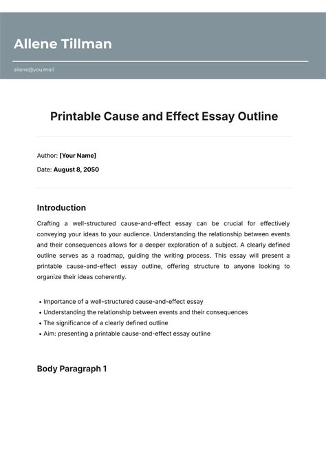 Free Narrative Essay Outline Template to Edit Online