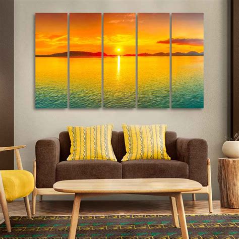 Beautiful Sunset Horizon Five Pieces Canvas wall Painting – Vibecrafts