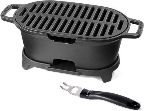 Cast Iron Hibachi Grill, Tabletop Small Portable Charcoal Grill for ...
