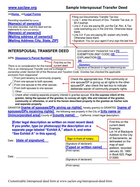 Fillable Online Sample Interspousal Transfer Deed Fax Email Print ...