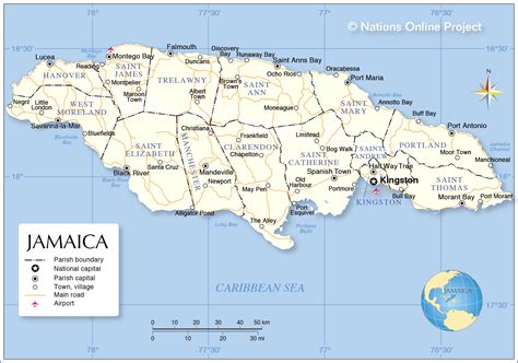 Administrative Map of Jamaica - Nations Online Project