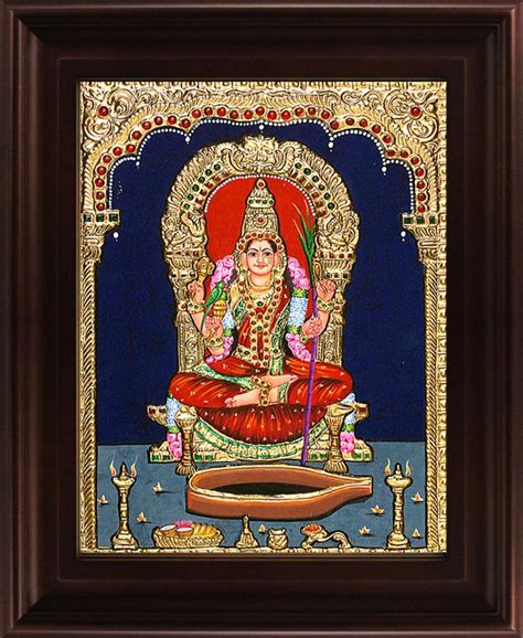 "Kamatchi Devi Tanjore Painting": Red Tanjore Traditional_Art by ...