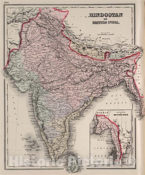 Historic Map : Bangladesh, 1855 Hindostan or British India. , Vintage Wall Art - 24in x 30in ...