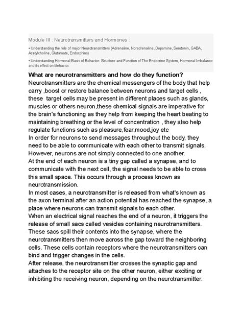 UNIT 3 Biopsych - talks about neurotransmitters - Module III ...