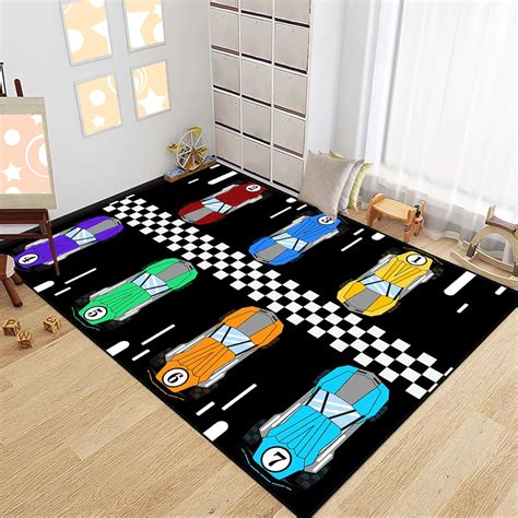 Amazon.com: CAFCIOYG Race Car Area Rug, 47 x 31 in, Low Pile, Handmade, for Boys Room Decor ...