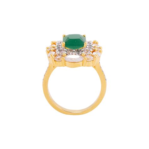 Green and White American Diamond Gems Ring – VOYLLA