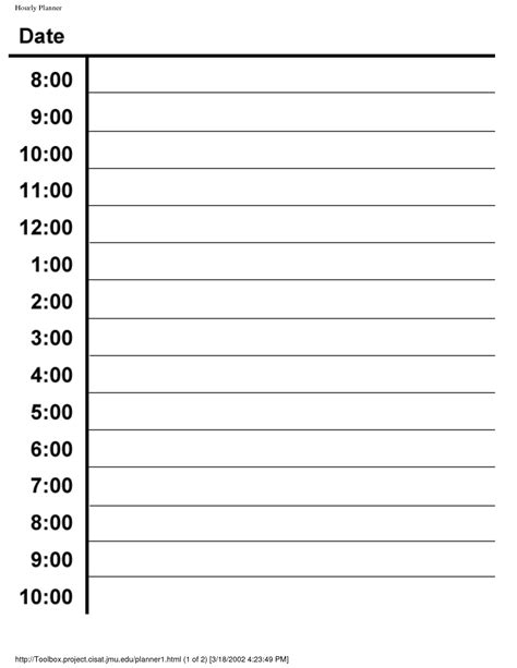 Daily Hourly Schedule Printable