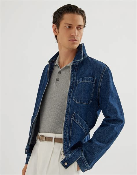 Rib knit polo for Man in Grey | Brunello Cucinelli