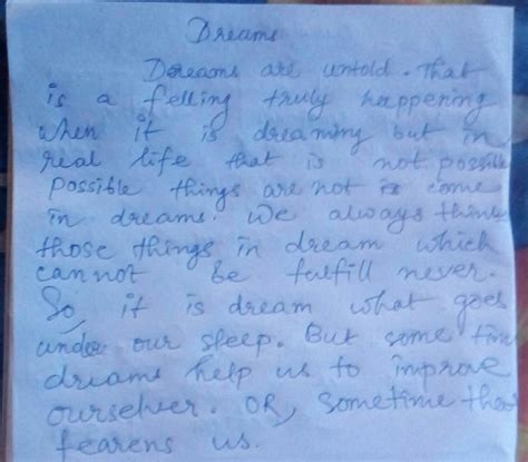 write a paragraph on dreams - Brainly.in