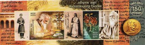 India 2011 RABINDRANATH TAGORE MS Miniature Sheet of 2 Stamps Mint ...