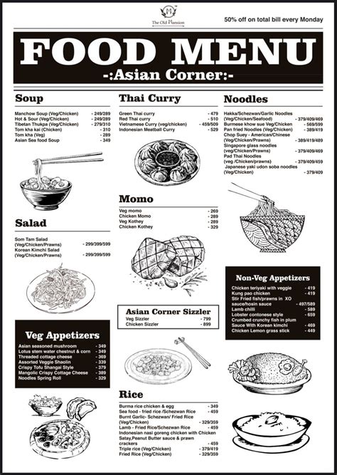 Menu at The Old Mansion, Pune