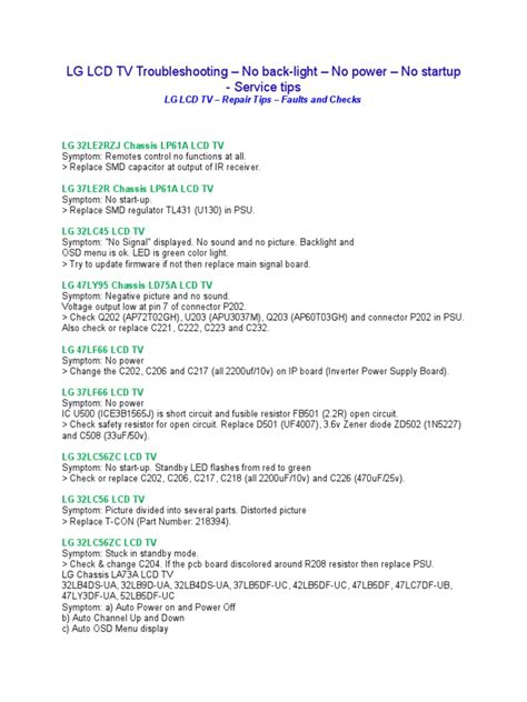 Image result for LED TV Troubleshooting Guide