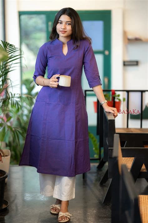 Blue-Vilot A-Line Handloom South Cotton Kurta – BaSaKa