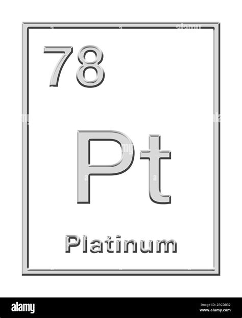 Platinum, chemical element from periodic table, with relief shape. Noble, precious metal with ...