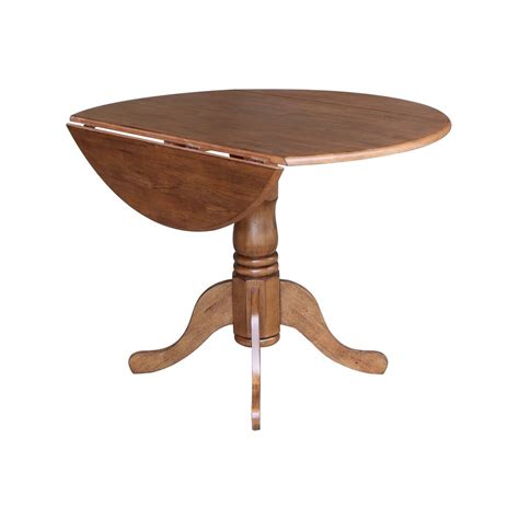 Dining Essentials - Round Drop Leaf Pedestal Table in Bourbon Oak ...