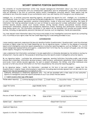 Fillable Online uhd Security bSensitiveb Position Questionnaire ...