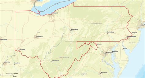 Map of the ohio river