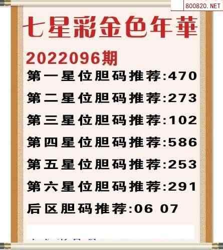 七星彩2022096期金色年华胆码推荐图迷_天齐网