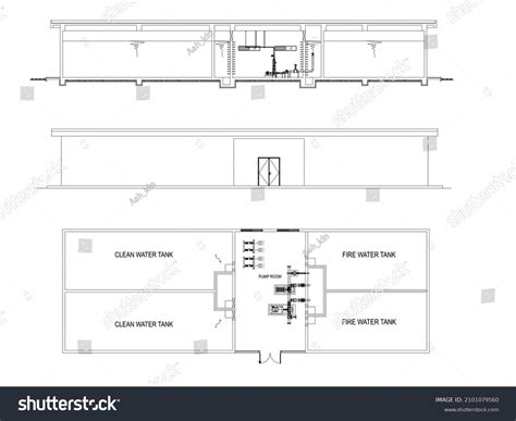Vektor Stok Floor Plan View Section Pump Room (Tanpa Royalti ...
