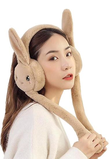Buy Kids Winter Earmuffs With Moving Rabbit Ear Cover for Women Girls ...