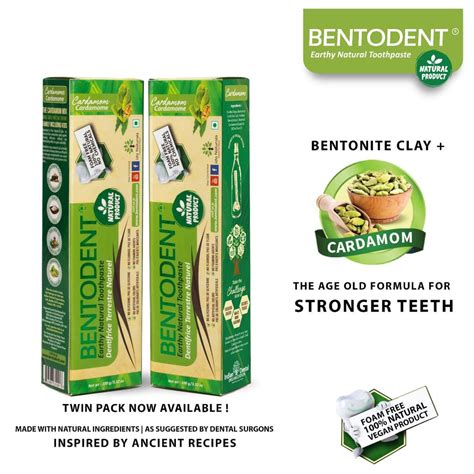 Bentodent Cardamom Toothpaste (Twin Pack) - 100 gm each | Indian Dental ...