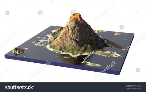 Volcano Erupts Lava Cross Section Model Stock Illustration 1517968883