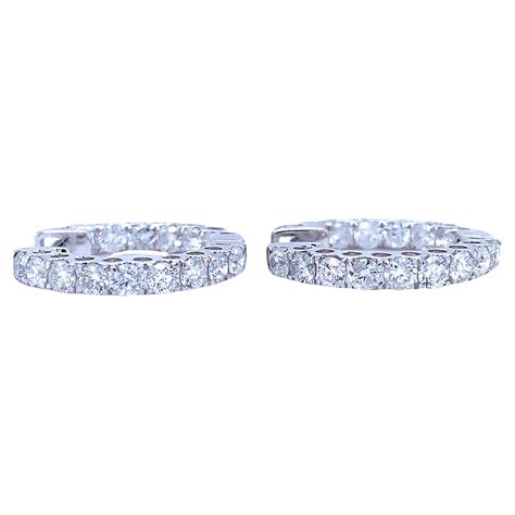 Dainty Huggie Diamond Drop Earrings Made in 18k Solid White Gold at 1stDibs