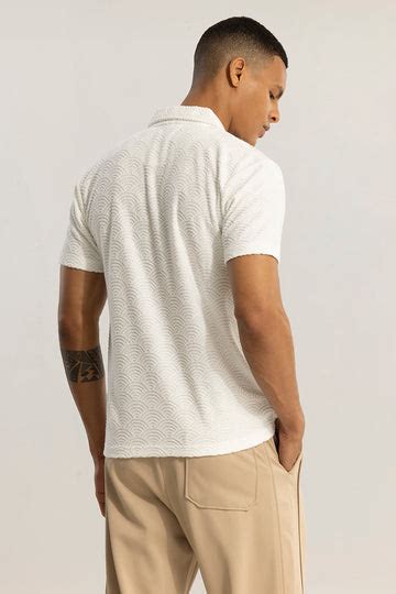 Buy Men's Crescent Circle White Polo T-Shirt Online | SNITCH