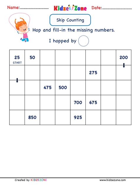 Skip Counting By 25 Worksheet - CountingWorksheets.com