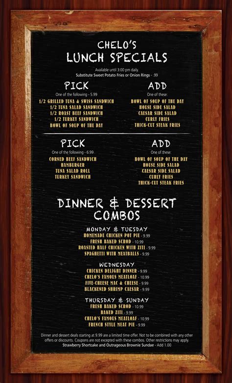 Menu at Chelo's Hometown Bar & Grille, East Providence, 45 Newport Ave