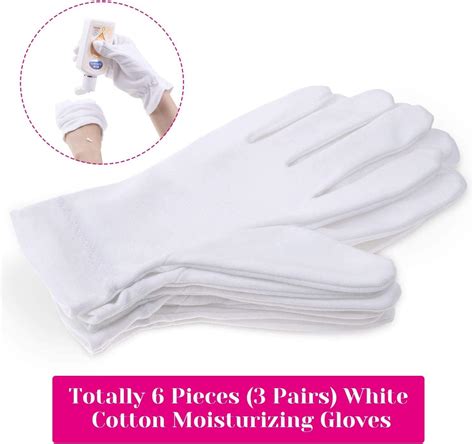 Selizo Moisturizing Gloves for Dry Hands - 3 Pairs of 100% White Cotton ...