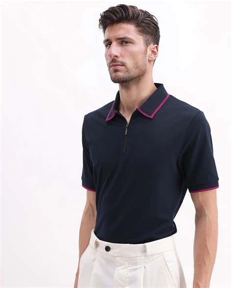 Rare Rabbit Men's Trog Dark Navy Cotton Blend Plain Regular Fit Half S